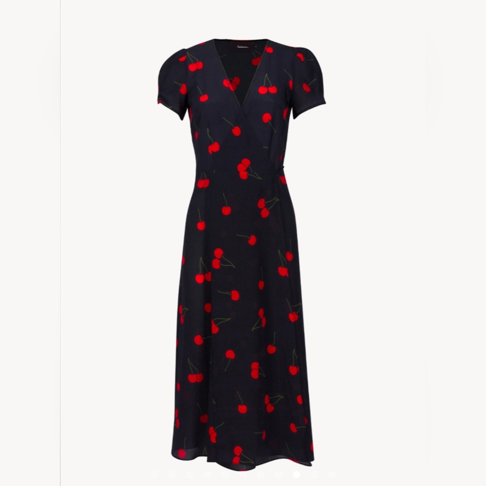 Realisation Teale Cherry Silk Wrap Dress (SEE DESCRIPTION)